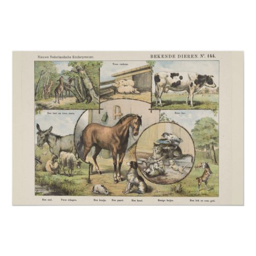 Farm Animal Vintage Dutch Artwork Poster