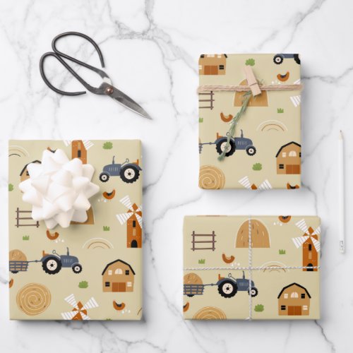 Farm animal wrapping paper sheets