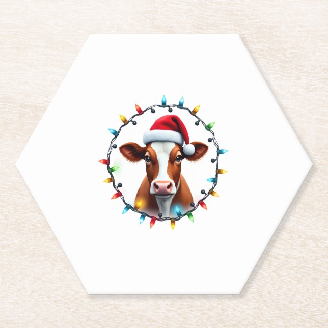Farm Animal Xmas Pajamas Costume Farmer Christmas  Paper Coaster (Front)