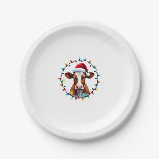 Farm Animal Xmas Pajamas Costume Farmer Christmas  Paper Plates (Front)