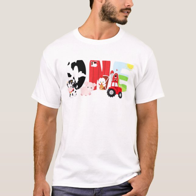 Farm Animals 1st Birthday Barnyard 1 Year Old Baby T-Shirt (Front)