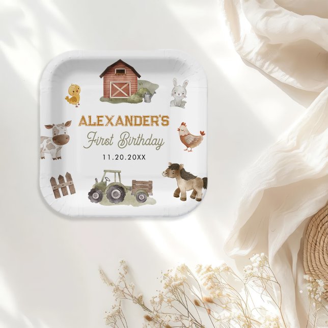 Farm Animals 1st Birthday Party Paper Plates (Creator Uploaded)