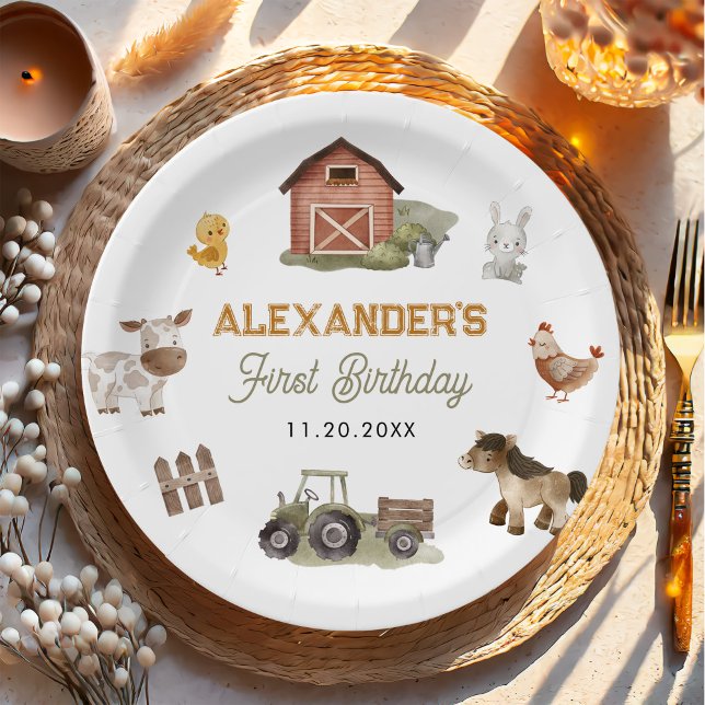 Farm Animals 1st Birthday Party Paper Plates (Creator Uploaded)