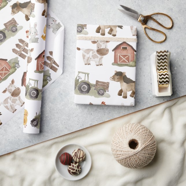 Farm Animals 1st Birthday Party Wrapping Paper (Crafts)