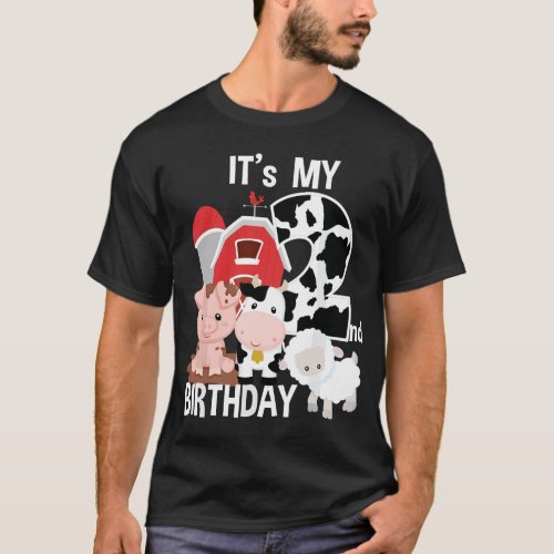 Farm Animals 2 Year Old Its My 2nd Birthday Party T_Shirt