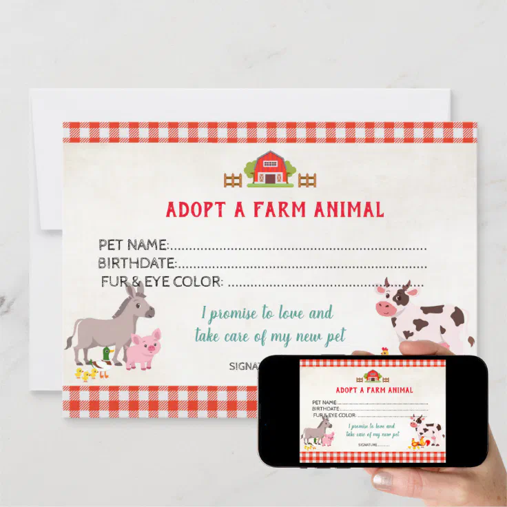 Farm animals adoption certificate template | Zazzle Farm animals adoption certificate template | Zazzle