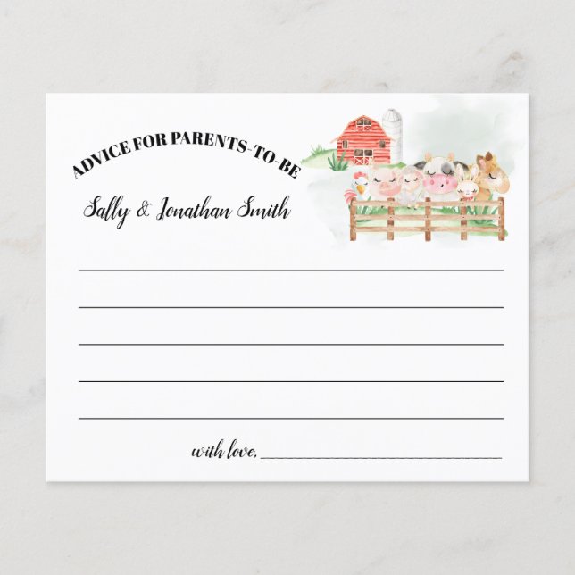 Farm Animals Advice for Parents to-be card Flyer (Front)
