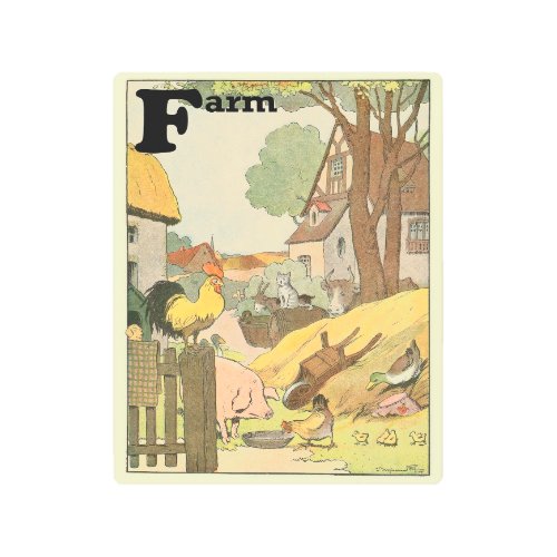 Farm Animals Alphabet Letters Metal Print