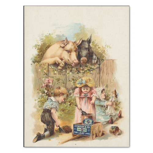 Farm Animals and Vintage Children Advertisement Tissue Paper