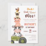 Farm animals Baa Moo Holy Cow 1st 2nd Birthday Invitation