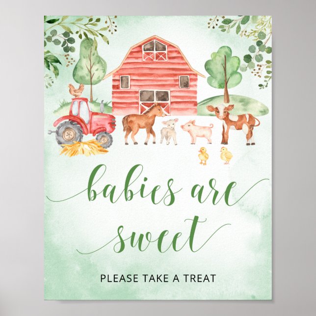 Farm animals babies are sweet sign for baby shower (Front)