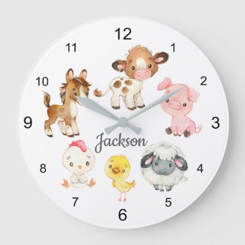 Farm Animals Baby Nursery Large Clock