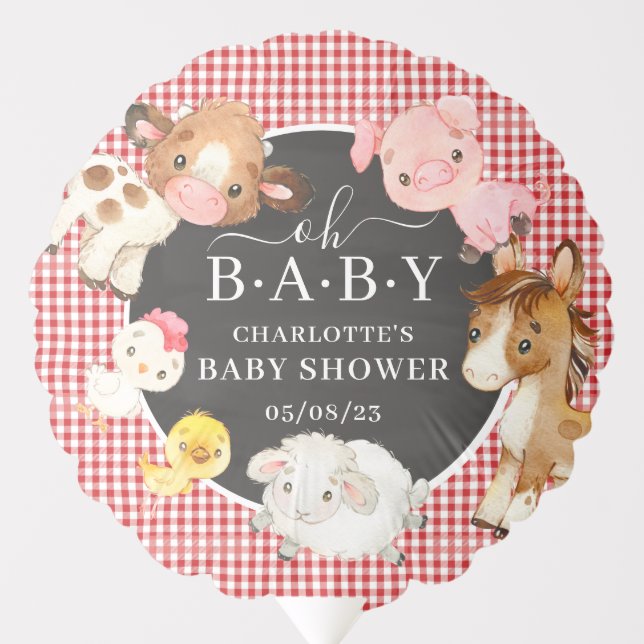 Farm Animals Baby Shower  Balloon (Front)