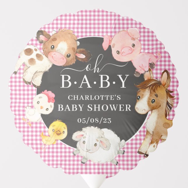 Farm Animals Baby Shower Balloon (Front)