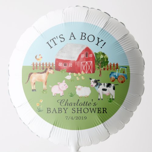 Farm Animals Baby Shower Balloon