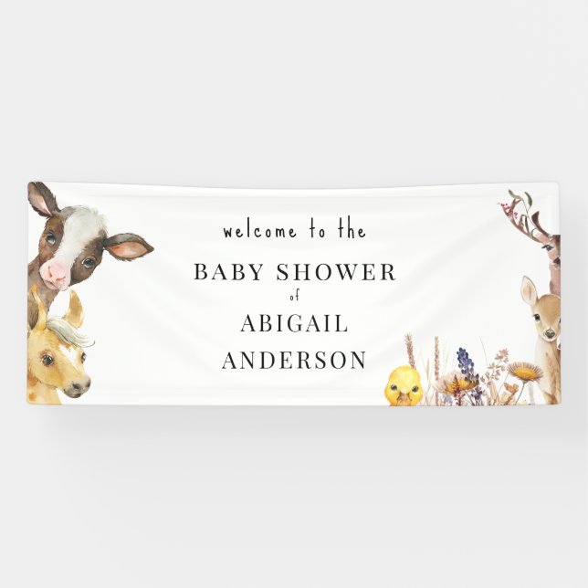 Farm Animals Baby Shower Banner (Horizontal)