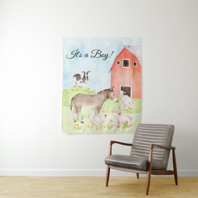 Farm Animals Baby Shower Banner Backdrop (In Situ)