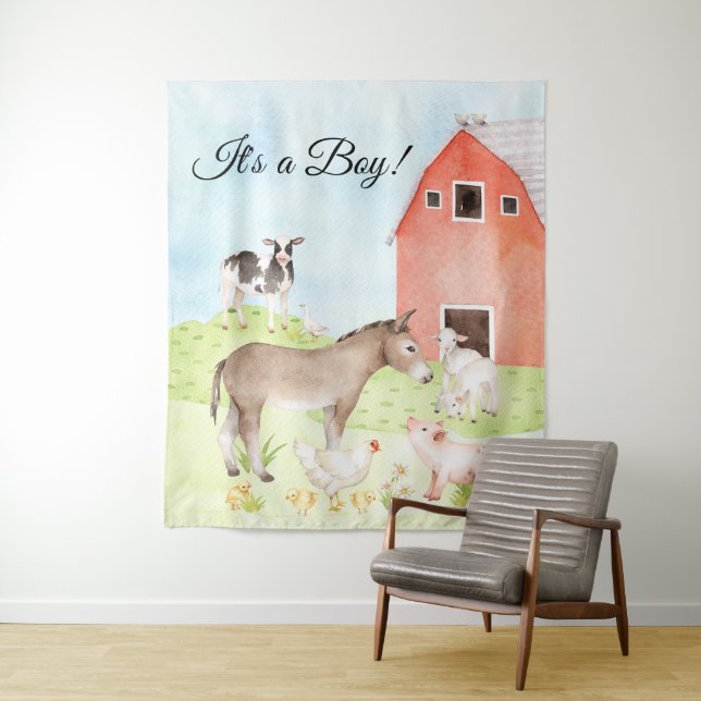 Farm Animals Baby Shower Banner Backdrop (In Situ)