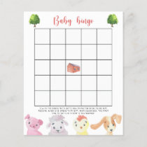 Farm animals - Baby shower bingo game