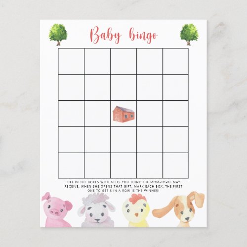 Farm animals _ Baby shower bingo game