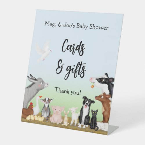 Farm animals baby shower cards  gifts sign