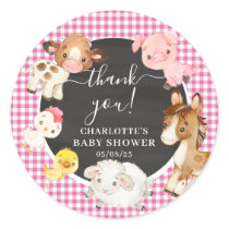Farm Animals Baby Shower Classic Round Sticker