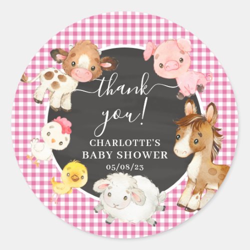 Farm Animals Baby Shower Classic Round Sticker