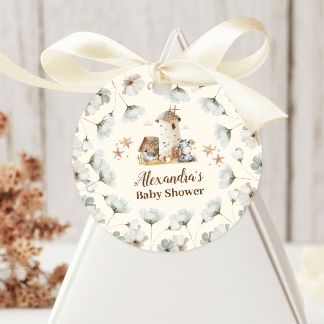 Farm Animals Baby Shower Classic Round Sticker (Creator Uploaded)