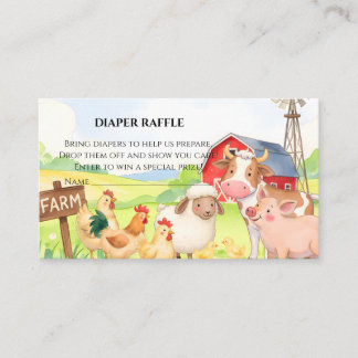 Farm Animals Baby Shower Diaper Raffle Insert