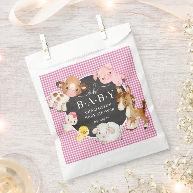 Farm Animals Baby Shower Favor Bag (Clipped)
