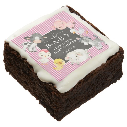 Farm Animals Baby Shower Favor Brownie (Angled)