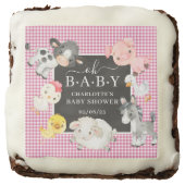 Farm Animals Baby Shower Favor Brownie (Front)