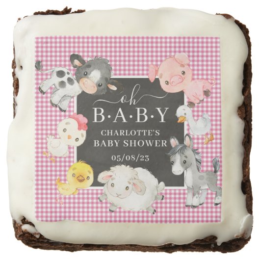 Farm Animals Baby Shower Favor Brownie (Front)