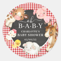 Farm Animals Baby Shower Favor Classic Round Stick