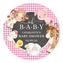 Farm Animals Baby Shower Favor Classic Round Sticker