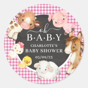 Farm Animals Baby Shower Favor Classic Round Sticker