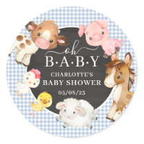 Farm Animals Baby Shower Favor Classic Round Sticker