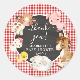 Farm Animals Baby Shower Favor Classic Round Sticker