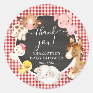 Farm Animals Baby Shower Favor Classic Round Sticker
