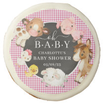 Farm Animals Baby Shower Favor Round Sticker Sugar Cookie