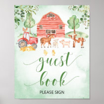 Farm animals baby shower guest book sign