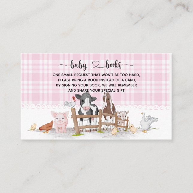 Farm Animals Baby Shower I Birthday  Enclosure Card (Front)