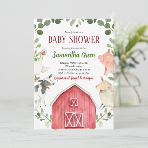 Farm Animals Baby Shower Invitation