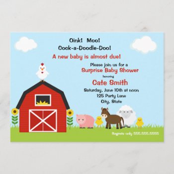 Farm Animals Baby Shower Invitation by NoteworthyPrintables at Zazzle