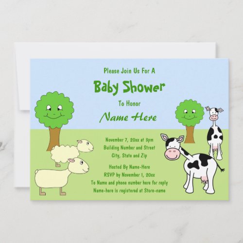 Farm Animals Baby Shower Personalized Invitations