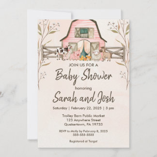 Farm Animals Baby Shower Invitation