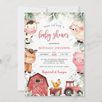 Farm Animals Baby Shower Invitation | Zazzle