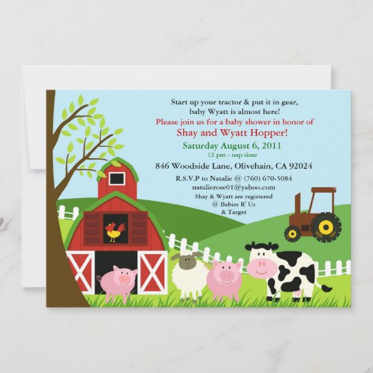 Farm Animals Baby Shower Invitation