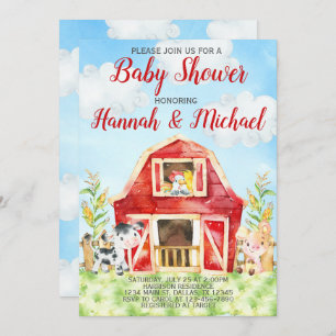 Farm Animals Baby Shower Invitation Invite, Barn