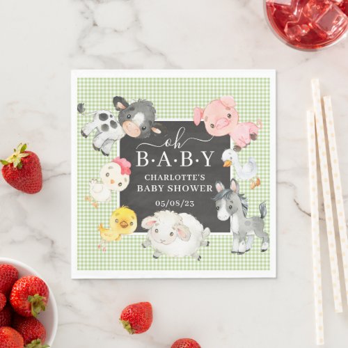 Farm Animals Baby Shower Napkins